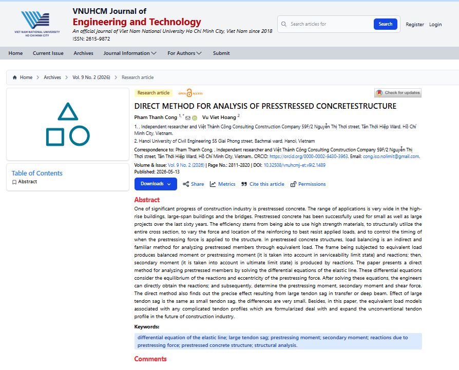 Bài báo khoa học " Direct method for analyzing prestressed concrete structure" về bê tông DUL
